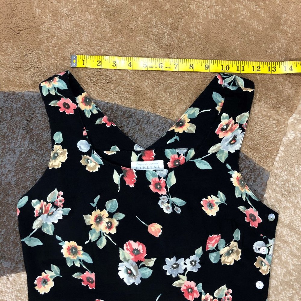 Women’s Black Vintage Floral Print Dress, Size 5/6 - Picture 6 of 7